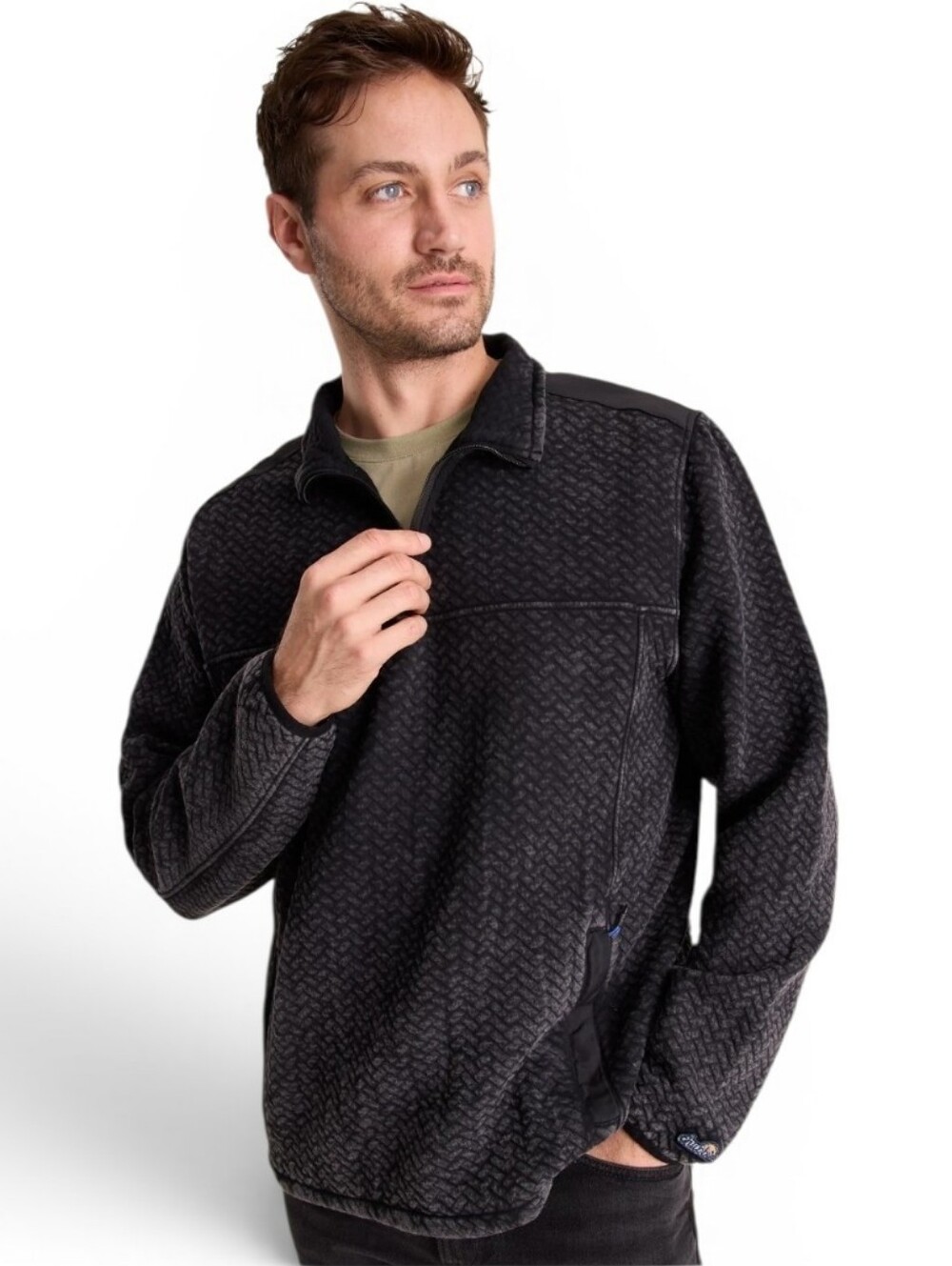 Chubbies Back To Basics Quilted Quarter Zip Pullover Faded Black Men's Size XL